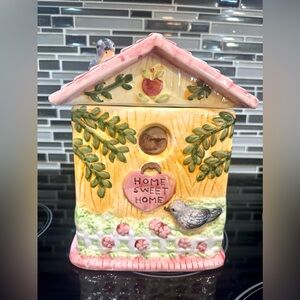 Vintage Home Sweet Home Ceramic Birdhouse Cookie Jar – Whimsical Home Decor